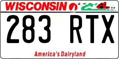 WI license plate 283RTX