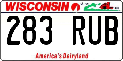 WI license plate 283RUB