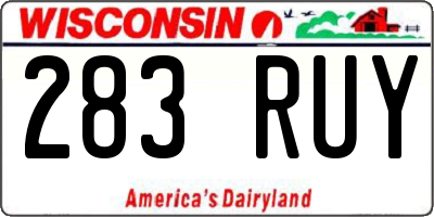 WI license plate 283RUY