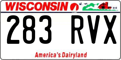 WI license plate 283RVX