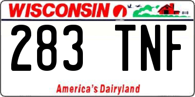 WI license plate 283TNF