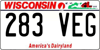 WI license plate 283VEG