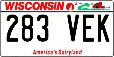 WI license plate 283VEK
