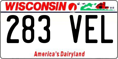 WI license plate 283VEL