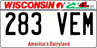 WI license plate 283VEM