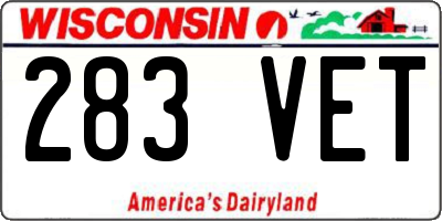 WI license plate 283VET