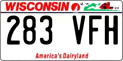 WI license plate 283VFH