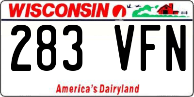 WI license plate 283VFN