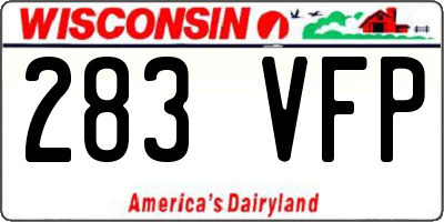 WI license plate 283VFP