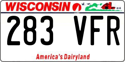 WI license plate 283VFR