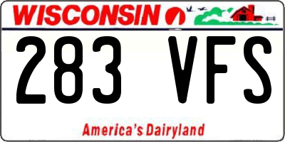 WI license plate 283VFS