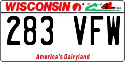 WI license plate 283VFW