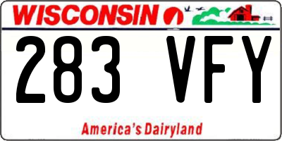 WI license plate 283VFY