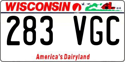 WI license plate 283VGC