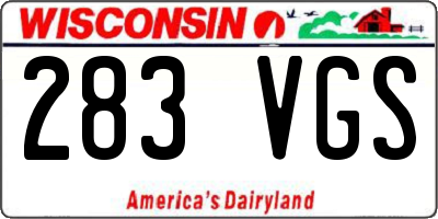 WI license plate 283VGS