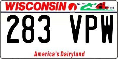 WI license plate 283VPW