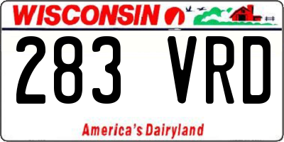 WI license plate 283VRD