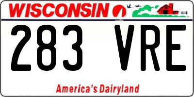 WI license plate 283VRE