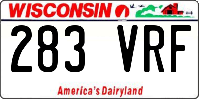 WI license plate 283VRF