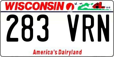 WI license plate 283VRN