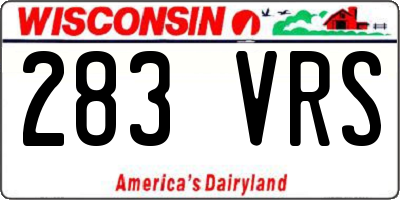 WI license plate 283VRS