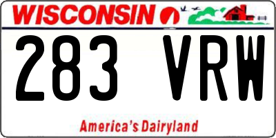 WI license plate 283VRW