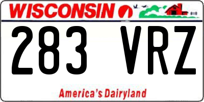 WI license plate 283VRZ