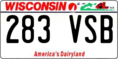 WI license plate 283VSB