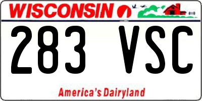 WI license plate 283VSC