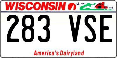 WI license plate 283VSE