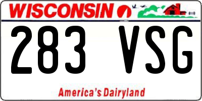 WI license plate 283VSG