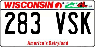 WI license plate 283VSK