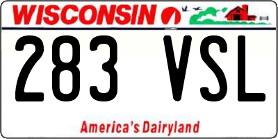 WI license plate 283VSL