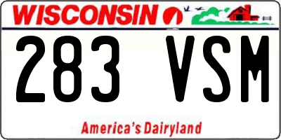 WI license plate 283VSM