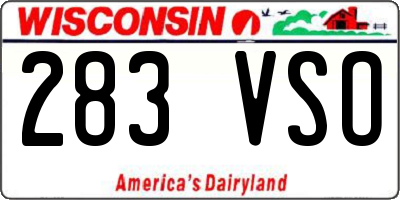 WI license plate 283VSO