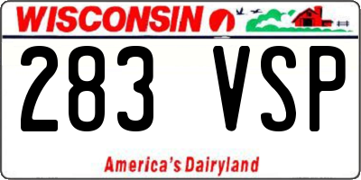 WI license plate 283VSP