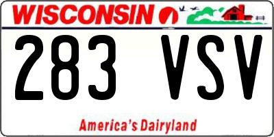 WI license plate 283VSV