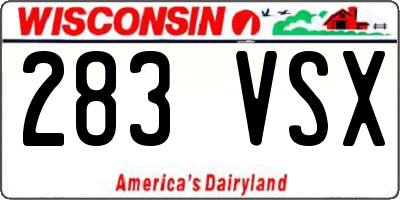 WI license plate 283VSX