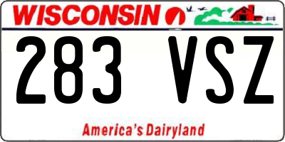 WI license plate 283VSZ