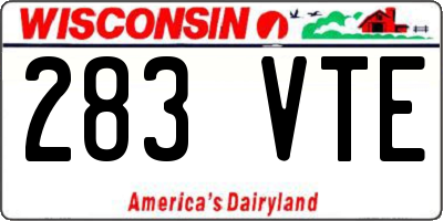 WI license plate 283VTE