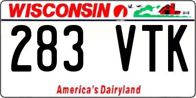 WI license plate 283VTK