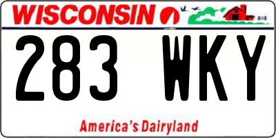 WI license plate 283WKY