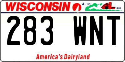 WI license plate 283WNT