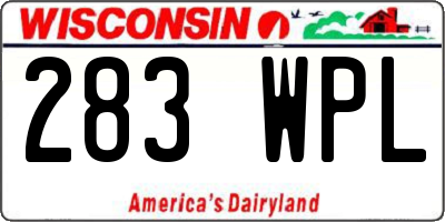 WI license plate 283WPL