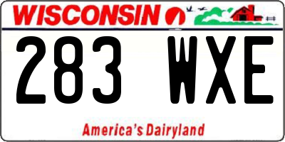 WI license plate 283WXE