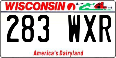 WI license plate 283WXR