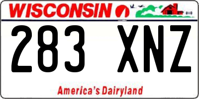 WI license plate 283XNZ
