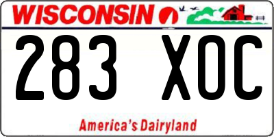 WI license plate 283XOC