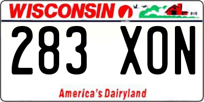 WI license plate 283XON