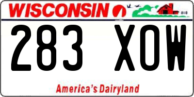 WI license plate 283XOW